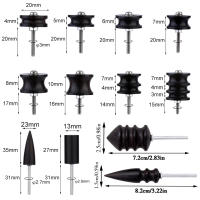Juego De 12 Piezas De Lijadores De Cuero En Negro Y Madera Ebonita Herramienta De Pulido Para Bordes De Cuero Set De Herramientas De Taller De Cuero DIY - details 1
