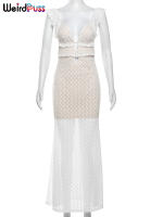 Vestido Elegante De Verano Para Mujer Con Encaje Y Volantes Doble Capa Espalda Descubierta Con Tirantes Slim Chic Para Fiestas - details 2