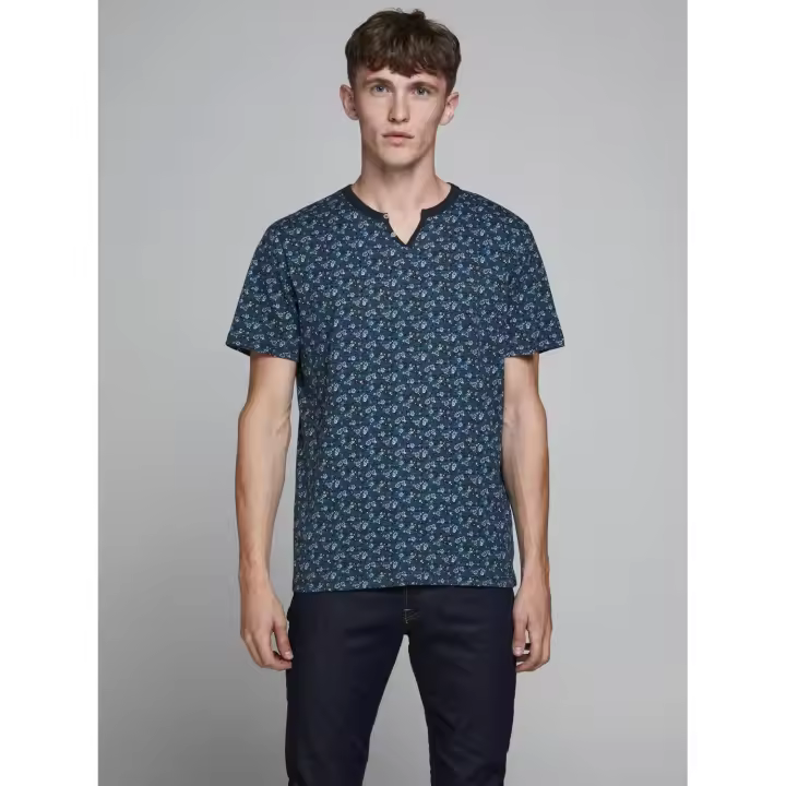 Jack & Jones mod. 12178270 Camiseta con cuello abierto microestampado - 1