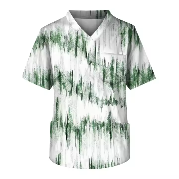 Camiseta De Enfermería Para Hombres Con Manga Corta Blusa De Trabajo En Clínica Uniforme De Hospital Estilo Casual De Algodón Y Poliéster - 1