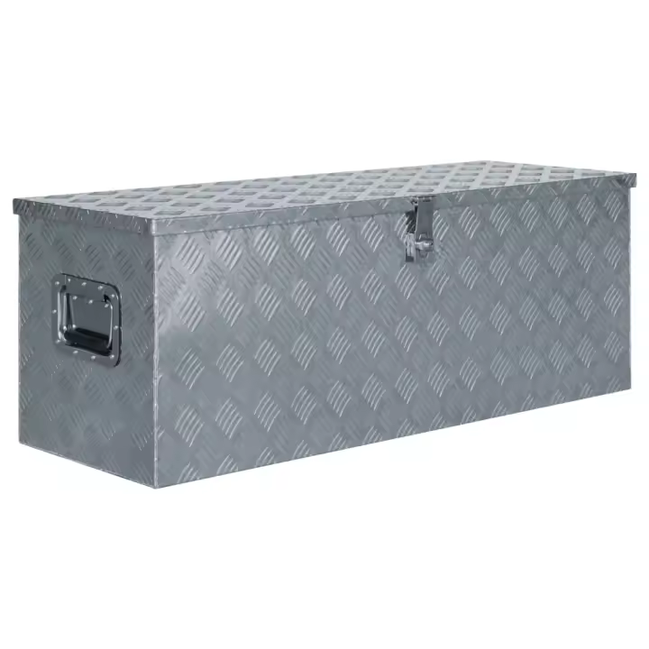 vidaXL Caja de aluminio 110,5x38,5x40 cm plateada - 1