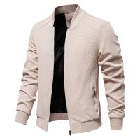 2024 Modelo de primavera y otoño Cuello alto Nueva chaqueta de color sólido para hombres Chaqueta casual Moda Ropa de hombre delgada - details 3