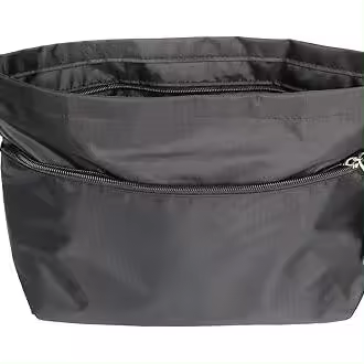 Organizador de bolsos, organizador de bolsos expandible, cierre de cremallera, nailon impermeable, talla L, color negro - 1