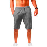 Pantalones cortos deportivos casuales de verano para hombre, de lino y algodón, transpirables y sueltos. - details 8