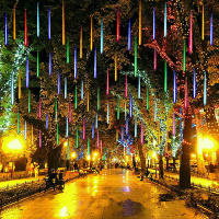 Luces De Lluvia De Meteoros LED Para Decoración De Navidad Y Fiestas Colgante De Agua Caída Fairy Para Patio 30/50CM Con Enchufe EU - details 0