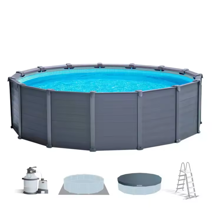 Intex Panel De Piscina Redondo De Grafito Ø Sobre El Suelo 478x124 Cm - 1
