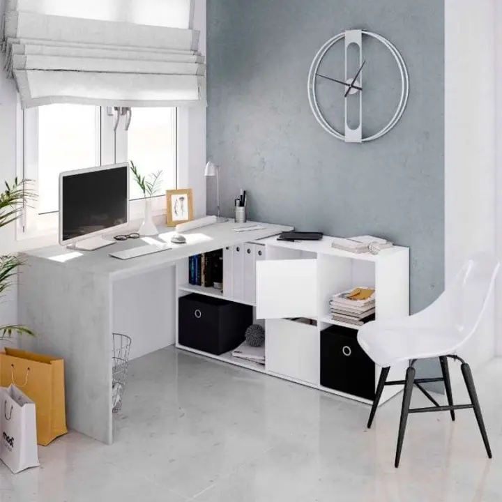Mesa de escritorio Adapta 6 módulos blanco artik/cemento 74x136x66 cm - 1