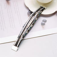 Pulsera De Cuero Genuino De Moda Con Hebillas Tejidas Y Cuentas Bohemias Para Mujer Y Adolescentes Cierre Magnético Hecho a Mano - details 20