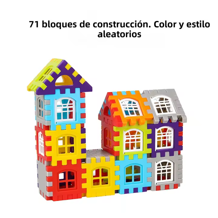 Bloques De Construcción Grandes Con Ventanas Para Niños Y Niñas En Preescolar Y Primaria Juguetes De Ensamblaje De Plástico 71 Piezas Colores Y Estilos Aleatorios - 1