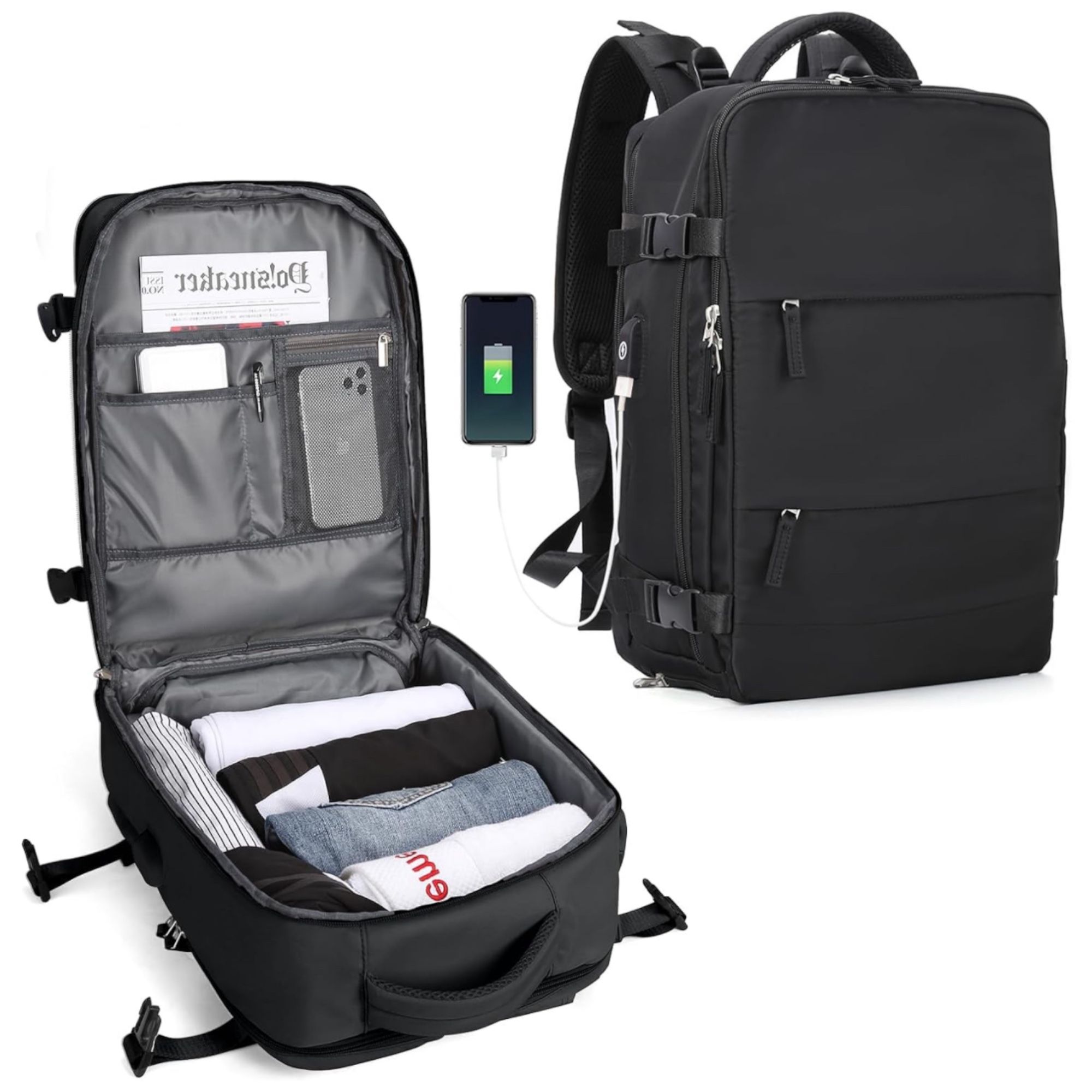 Mochila de Viaje para Cabina de Avión 45x36x20 para Vueling, EasyJet, Ryanair  Equipaje de Mano Impermeable y Espaciosa con Compartimento para Zapatos y Puerto USB  Mochila Antirrobo Multifuncional para Viajes y Escapadas ( 2210-001 1288 2350 )