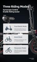 Bicicleta eléctrica DYU A5 Motor de 350W Velocidad máxima 25 km/h 48V 7.5Ah Autonomía máxima de 60 km Crucero automático Sistema de transmisión de 7 velocidades Batería extraíble y dos modos de carga Carga máxima 150 kg Para uso diario y viajes. - details 14