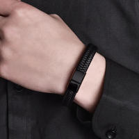 Pulsera Magnética De Cuero PU Negra Para Hombres Elegante Y Estable Regalo Ideal Para Hombres Metálica De Aleación De Zinc - details 2