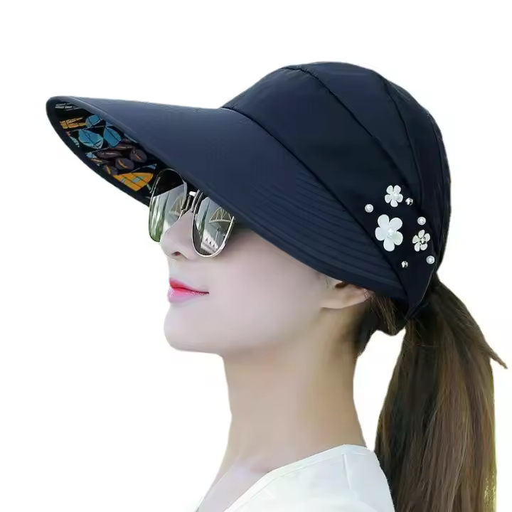 Sombrero De Verano Para Mujer Con Pico Ancho Plegable Protección UV Sombreros De Playa Capaz De Protegerse Del Sol - 1