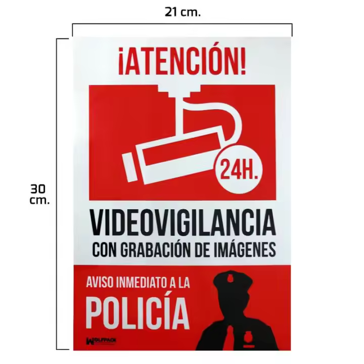 Cartel alarma conectada aviso a policia 30x21 - 1