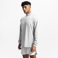 Camiseta De Manga Larga Para Hombre Sobredimensionada Cuello Alto Deportiva Algodón Suéter De Gimnasio Estilo Casual - details 7