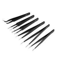 Set De 6 Pinzas De Precisión ESD Antiestática Acero Inoxidable Herramientas De Reparación Para Electrónica Y Artesanía - details 1