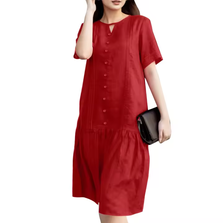 Vestido Midi De Verano Elegante ZANZEA Para Mujer Con Manga Corta Y Patchwork En Encaje Vestido De Fiesta Casual Para Vacaciones - 1