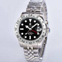 Reloj De Pulsera Mecánico De Lujo Corgeut NH34 Negro Acero Inoxidable GMT Con Cristal De Zafiro Reloj De Moda Para Hombre - details 5