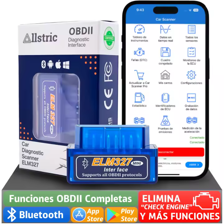 Allstric®️ Obd2 Diagnosis coche multimarca. ELM 327 lector y herramienta de análisis y diagnostico. Obd2 bluetooth . Obd original para escaner. Maquina diagnosis coche de fallos y errores. - 1