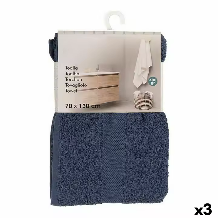 Berilo Toalla de Baño Azul 70 X 0,5 X 130 Cm 3 Unidades - Cuidado del Hogar - 1