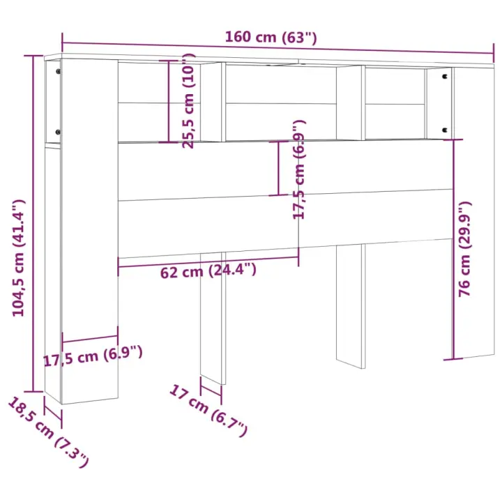 vidaXL Mueble cabecero color roble Sonoma 160x18,5x104,5 cm - 1