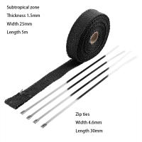 Pipé De Escape Para Motocicleta 5M*2.5CM Con Aislamiento Térmico De Fibra De Vidrio Incluye 4 Amarres Como Regalo - details 1