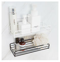 Estante De Almacenamiento Para Baño Y Cocina Organizador Negro Estante De Esquina Sin Perforar Hecho De Hierro Para Ducha - details 5