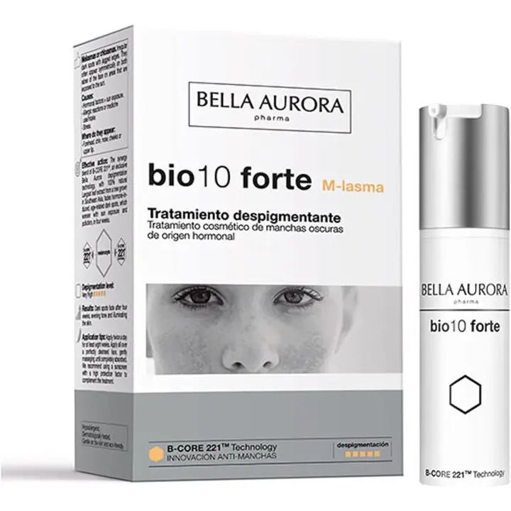 Bella Aurora BIO 10 Forte M-Lasma 30 Ml - Tratamiento Despigmentante Intensivo - Crema Antimanchas - Todo Tipo de Piel - Manchas Oscuras Hormonales - Tecnología B-CORE222 - 1