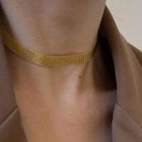 Collar De Cadena Ancha Tejida Peri'sBox En Acero De Titanio Texturizado Para Mujer Estilo Vintage Collar De Moda 2020 - details 2