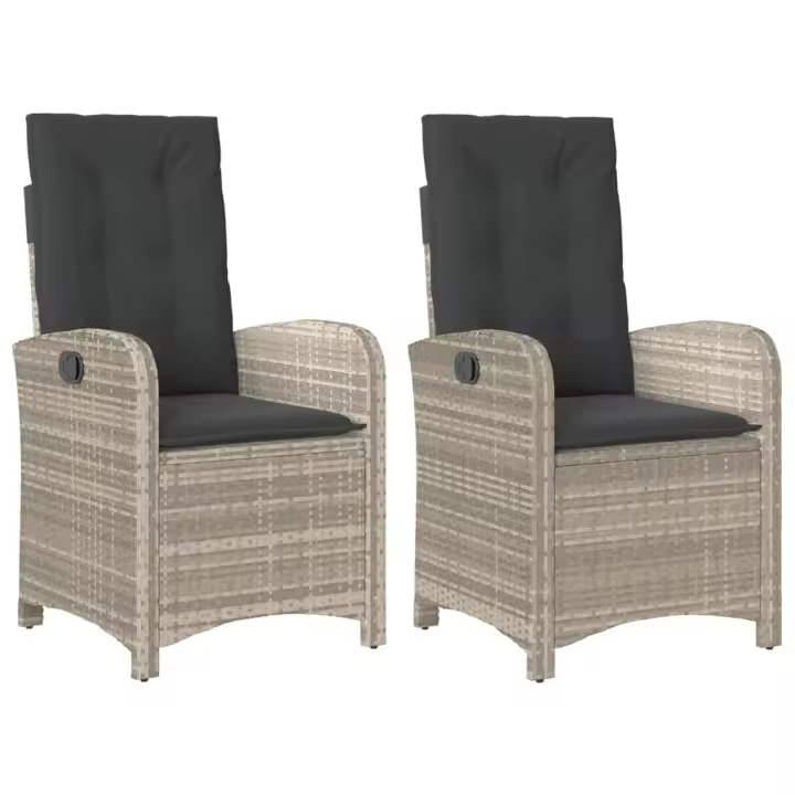 Sillones reclinables de Jardín con almohadas Gris 2 UDS trinquete PE - 1