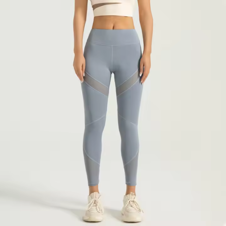 MOV Pantalones de yoga melocotón de malla elástica alta empalme medias deportivas levantamiento de glúteos pantalones de fitness para mujeres - 1
