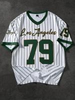 Camiseta De Verano Para Hombre Con Cuello En V Y Estampado Deportiva Corta Retro Béisbol Chic Camiseta Transpirable De Polyester - details 4