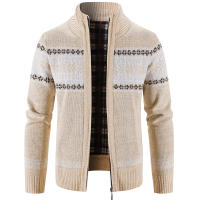 Chaqueta De Invierno Para Hombre Cardigan De Punto Grueso Con Forro De Veludo Estilo Coreano Casual Cierre De Cremallera Manga Larga - details 1