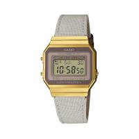 Reloj Digital Casio Vintage con Correa de Tela y Piel, Luz Led y Alarma - Iconic Diseño Rectangular Resistente Al Agua - details 1
