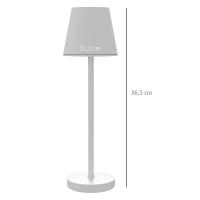 HOMCOM Lámpara de Mesita de Noche con Luces LED Lámpara de Mesa Inalámbrica USB-C Recargable 3 Colores Pantalla de Acrílico para Dormitorio Salón Ø11,2x36,5 cm Blanco - details 2