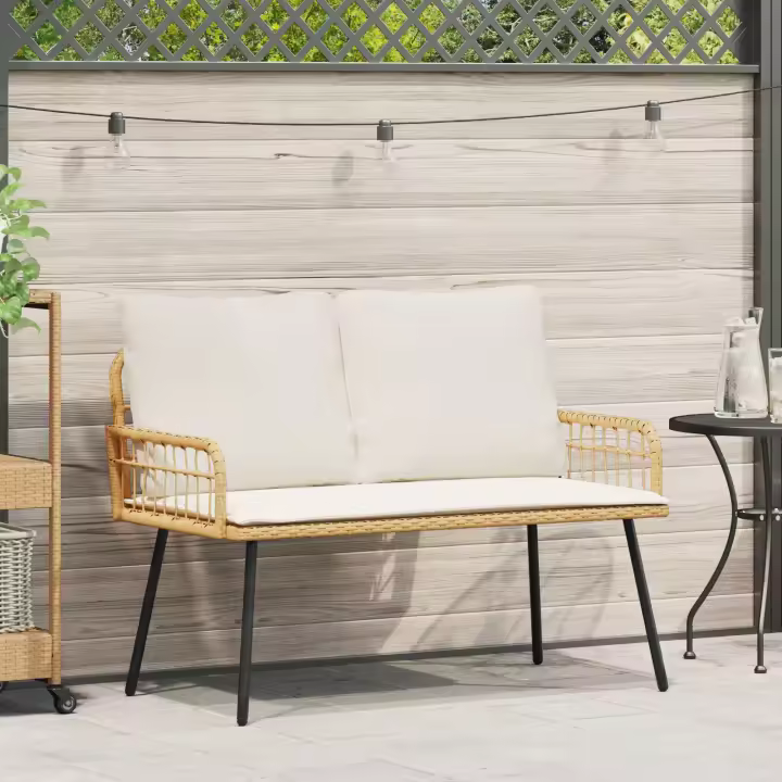 Banco de Jardín vidaXL Natural 114x64x78 cm de Poliratán - 1