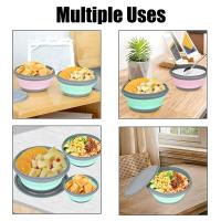 Tazas De Silicona Plegables 3 Piezas Con Tapa Set De Bollos Portátiles Para Almuerzo Eco-amigables Tamaño round - details 2