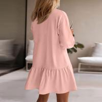 Vestido De Mujer Otoño Manga Larga Pullover Cuello Redondo Rib Knit Patchwork Suéter Cómodo Casual Mini Vestidos Estilo Vintage - details 40