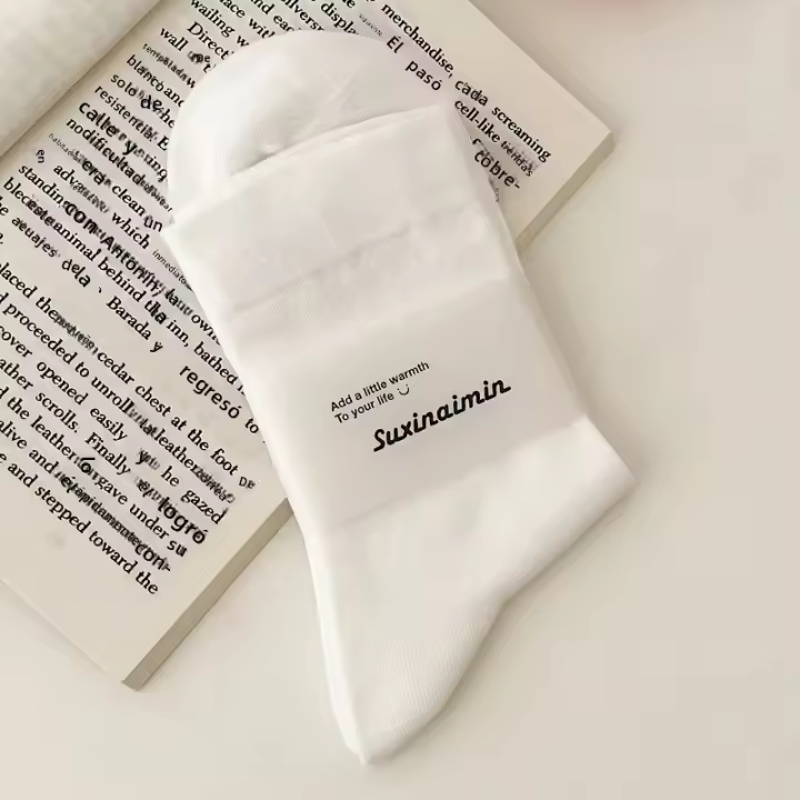 Calcetines Suaves Y Gentle Suxinaimin Estilo Coreano Para Mujer Color Rosado Versátil De Algodón Suave Y Transpirable Para Todas Las Estaciones - 1
