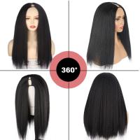 Pelucas Sintéticas Con Parte U Para Mujeres Negras Textura Yaki Rectas Color Natural Extensiones De Cabello Con Clip Peluca Larga 26+ Pulgadas - details 14