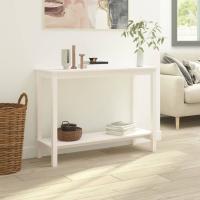 vidaXL Mesa consola de madera maciza de pino blanco 110x40x80 cm - details 4