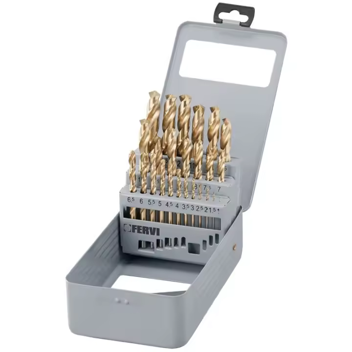 JUEGO DE BROCAS RECTIFICADAS CON RECUBRIMIENTO TIN FERVI P062 - 1