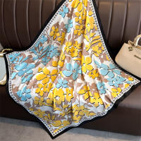 Pañuelo De Seda Impreso 90x90cm Para Mujer Lujo Bandana De Cabello Foulard Ribete Cuadrado De Piel Decorativo Para Todas Las Estaciones - details 9