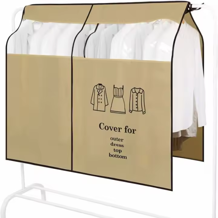 Fundas para Ropa a Prueba de Polvo Funda para Perchero With Ventana Transparente 120x110 Cm Negro - 1