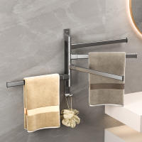 Soporte De Toalla De Baño Rotativo Estante De Cocina Soporte De Pared Aluminio Espacioso 2/3/4 Barras De Toalla Montado Por Si Mismos - details 5