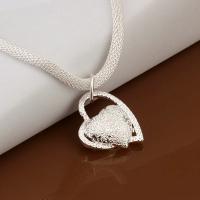 Collar De Lujo De Corazón Noble Para Mujer Platinado En Plata De 18 Pulgadas Joyería De Moda Encantadora Para Boda Y Fiesta - details 3