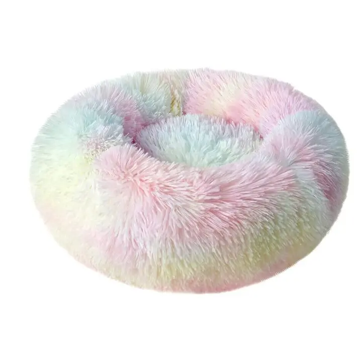 Cama Redonda De Donut Para Perro Gato Sudadera Relajante Cómoda Estera Dormir Color Cesta 40cm - 1