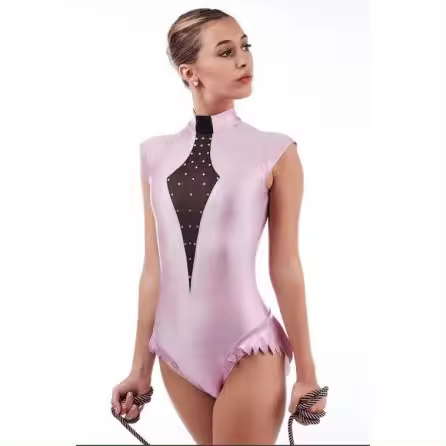 Maillot De Gimnasia Ritmica MR509BR - Sin Mangas - Lycra Brillante - Tul Elastico - Zapatos Baile y Ballet Mujer - 1