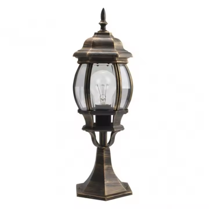 FABRILAMP Farol Sobremuro Exterior Aluminio Caelum Negro/Oro 49x16x16 Cm IP44 - Diseño Elegante - 1