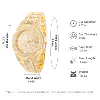 Reloj De Lujo Para Hombre En Oro Con Diamantes Estilo Hip Hop Moda Bling Bling Reloj De Cuarzo De Alta Calidad Con Seguro De Cierre Anillo - details 0